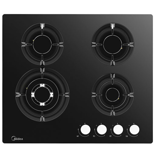 כיריים גז 4 להבות בגימור זכוכית שחורה דגם Midea 60GH503B מידאה