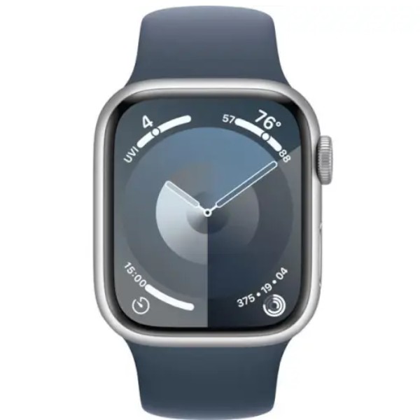 שעון חכם 41 מ&quot;מ Apple Watch Series 9 GPS+Cell SILVER with Storm Blue Sport Band S/M אפל כסוף