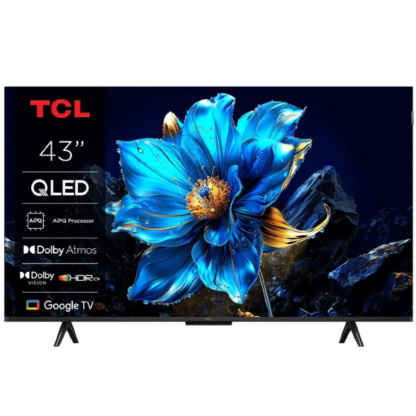 טלוויזיה חכמה &quot;43 TCL 4K QLED GOOGLE TV דגם 43P7K