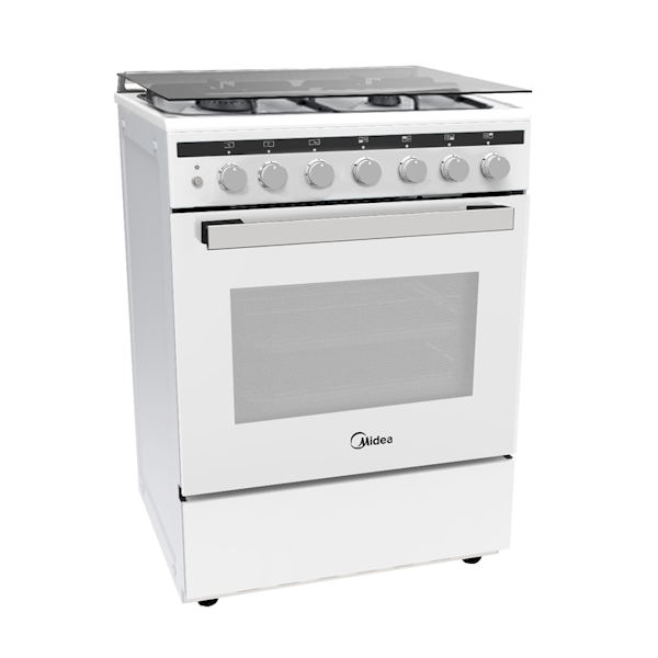 תנור 60 ס&quot;מ משולב כיריים דגם 24DMS4G113-W מידאה MIDEA לבן