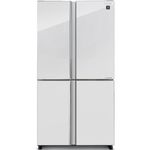 מקרר 4 דלתות מקפיא תחתון 572 ליטר דגם SHARP SJ-8960WH שארפ דלת זכוכית לבנה