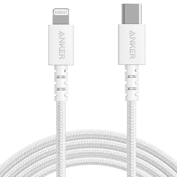 כבל טעינה לאייפון 1.8 מטר Anker Powerline II MFI PD C-L White A8618