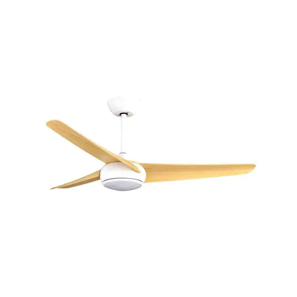 מאוורר תקרה עם שלט דגם &quot;CCT 25W DANIEL 52 סמיקום SEMICOM צבע לבן/עץ