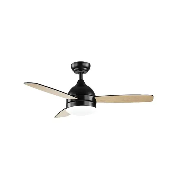 מאוורר תקרה עם שלט ואפליקציה דגם &quot;CCT 25W LULU 48 סמיקום SEMICOM צבע שחור/עץ