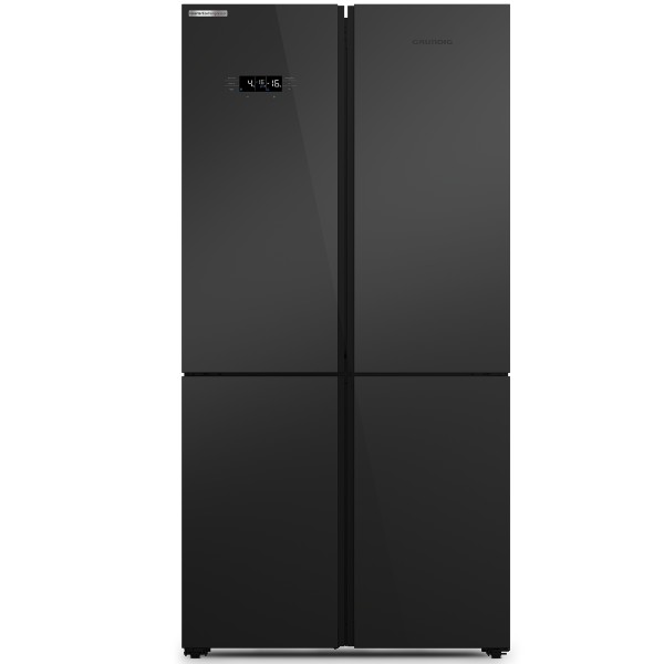 מקרר 4 דלתות 535 ליטר דגם GRUNDIG GQN1621GB גרונדינג זכוכית שחורה