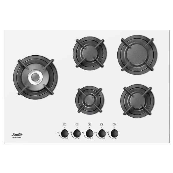 כיריים גז 5 להבות דגם SHG755W סאוטר Sauter זכוכית לבנה