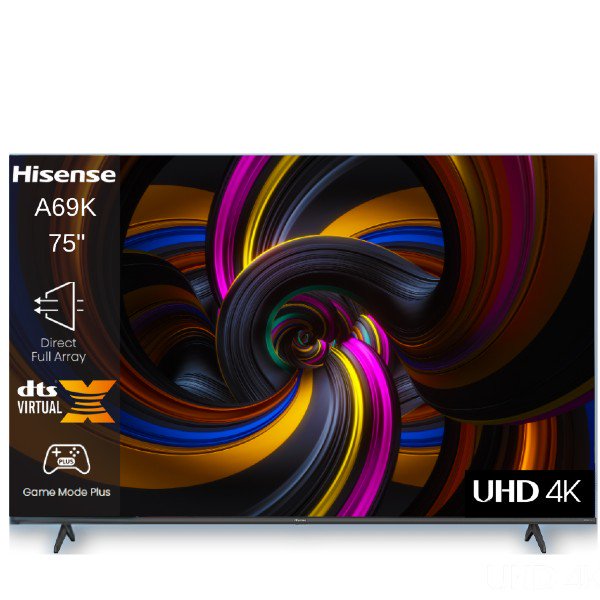 טלוויזיה חכמה &quot;75 UHD 4K Smart TV דגם Hisense 75A69K הייסנס