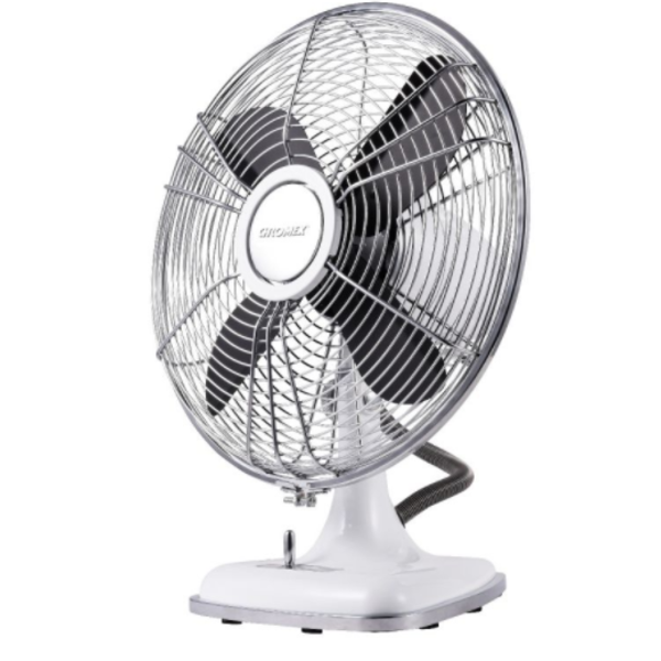 מאוורר שולחני בעיצוב רטרו מתכתי 12 אינץ CHROMEX דגם CH-8030W כרומקס לבן