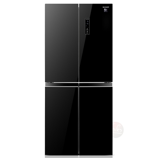 מקרר 4 דלתות בנפח 421 ליטר דגם SHARP SJ-8435BL שארפ זכוכית בגוון שחור