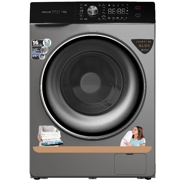 מכונת כביסה 10 ק&quot;ג דגם AIWA AI-100-F145083PIDC03-S כסוף