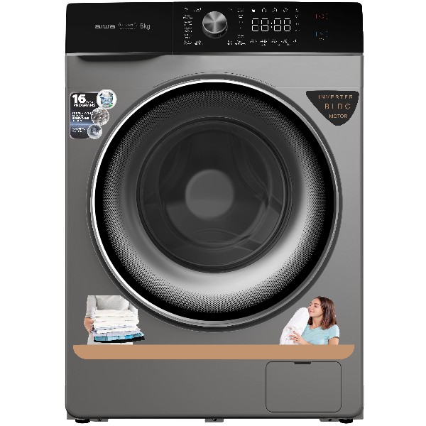 מכונת כביסה 8 ק&quot;ג דגם AIWA AI80F145083PIDC03S כסוף