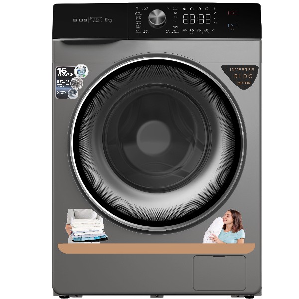 מכונת כביסה 9 ק&quot;ג דגם AIWA AI90F145083PIDC03S כסוף