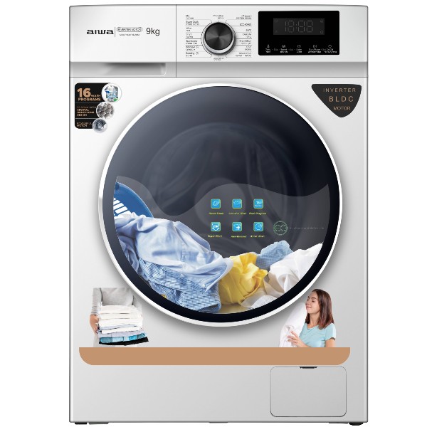 מכונת כביסה 9 ק&quot;ג ניקוי באדים דגם Aiwa AI90-F1430F1DA05E איווה לבן
