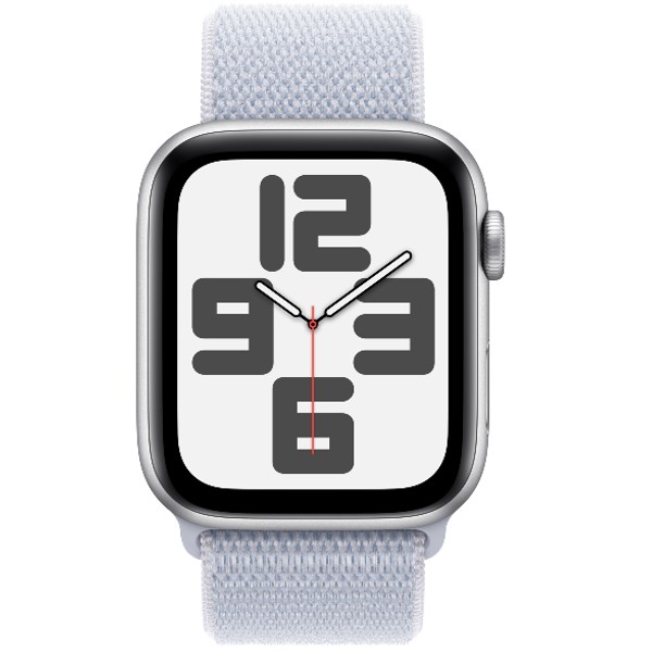 שעון חכם 44 מ&quot;מ Apple Watch SE GPS Silver Aluminium Case with Blue Cloud Sport Loop אפל כסוף