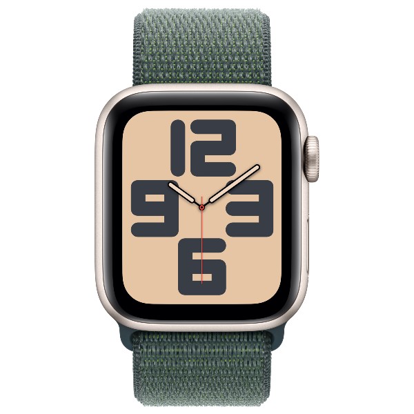 שעון חכם 40 מ&quot;מ Apple Watch SE GPS Starlight Aluminium Case with Lake Green Sport Loop אפל צבע לבן רצועה ירוקה