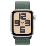 שעון חכם 40 מ"מ Apple Watch SE GPS Starlight Aluminium Case with Lake Green Sport Loop אפל צבע לבן רצועה ירוקה
