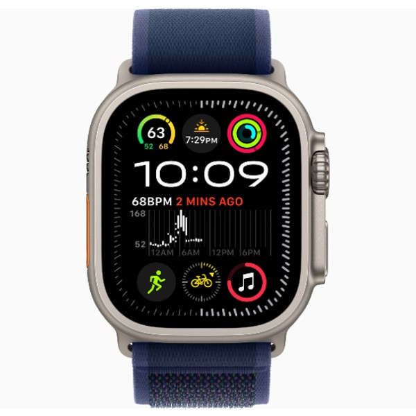 שעון חכם Apple Watch Ultra 2 GPS + Cell 49mm Natural Titanium Case with Blue Trail Loop S/M אפל טיטניום טבעי