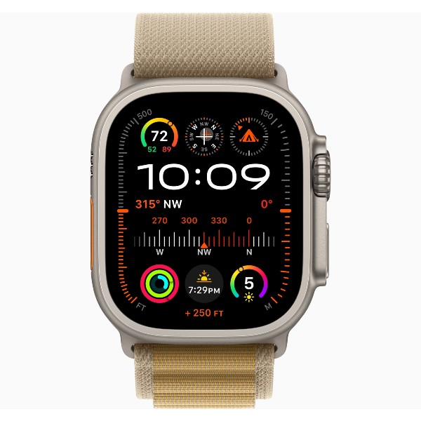 שעון חכם Apple Watch Ultra 2 GPS + Cell 49mm Natural Titanium Case with Tan Alpine Loop Large אפל טיטניום טבעי
