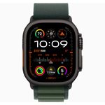 שעון חכם Apple Watch Ultra 2 GPS + Cellular 49mm Black Titanium Case with Dark Green Alpine Loop Large אפל שחור טיטניום