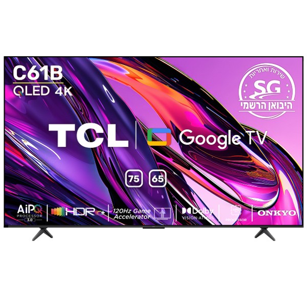 טלוויזיה &quot;65 QLED 4K Google TV דגם TCL 65C61B