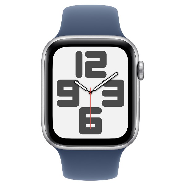 שעון חכם 44 מ&quot;מ Apple Watch SE GPS Silver Aluminium Case with Denim Sport Band S/M אפל כסוף