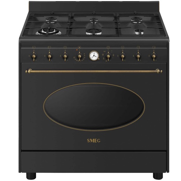 תנור רוחב 90 ס&quot;מ משולב כיריים גז דגם Smeg CO96GMA9 צבע שחור פחם