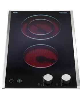 כיריים קרמיות דומינו Delonghi 2 להבות משטח קרמי, הפעלה מכנית גימור משטח קרמי 