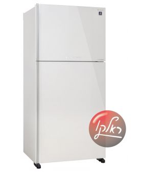 מקרר מקפיא עליון Sharp בנפח 558 ליטר בגימור זכוכית לבן