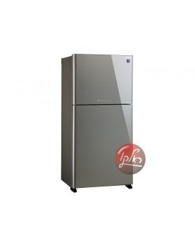 מקרר מקפיא עליון Sharp 600 ליטר זכוכית כסף