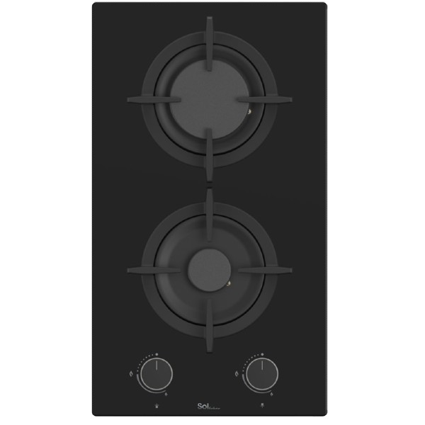 כיריים דומינו 2 מבערים דגם F3GBCE-633 סול SOL זכוכית שחורה