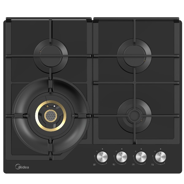 כיריים גז 60 ס&quot;מ דגם Midea MG60GH096KT6B-IR מידאה זכוכית שחורה