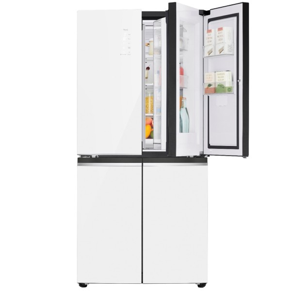 מקרר 4 דלתות נפח 530 ליטר דגם LG GR-B608WEDID זכוכית לבנה