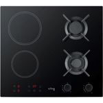 כיריים משולבות גז וזכוכית קרמית 60 ס"מ דגם King KCG7009 קינג צבע זכוכית שחורה