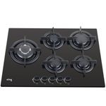 כיריים גז 5 להבות 70 ס"מ דגם King KGH8601GB קינג זכוכית שחורה