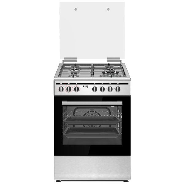 תנור משולב כיריים גז 60 ליטר דגם KFS-6060IX קינג KING נירוסטה