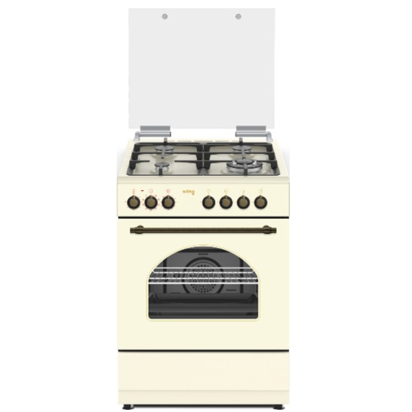 תנור רטרו משולב כיריים גז 60 ס&quot;מ 4 להבות דגם KING KFS-6069RC קינג צבע בג&#039;