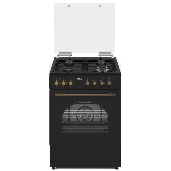 תנור רטרו משולב כיריים גז 60 ס&quot;מ 4 להבות דגם KING KFS-6069RB קינג צבע שחור מט