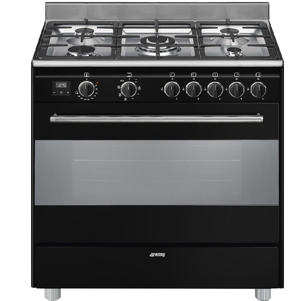 תנור רוחב 90 ס&quot;מ משולב כיריים גז דגם Smeg BG91N שחור