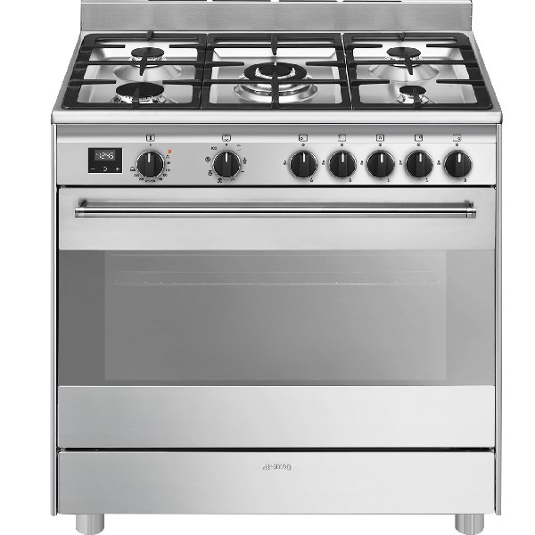 תנור רוחב 90 ס&quot;מ משולב כיריים גז דגם Smeg BG91X נירוסטה מוברשת