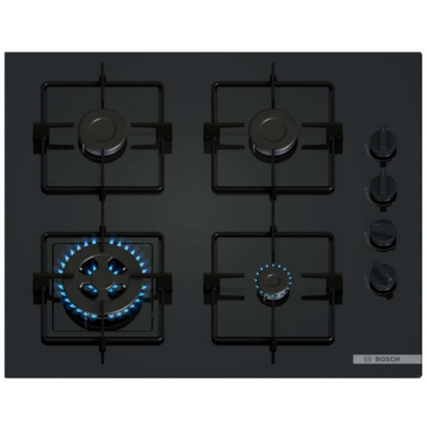 כיריים גז 4 להבות 60 ס&quot;מ דגם POH6B6K30Y בוש BOSCH זכוכית שחורה