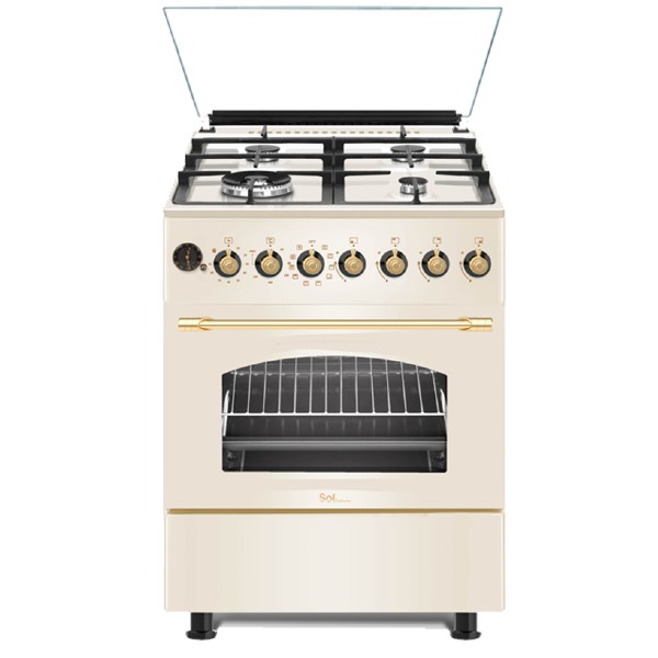 תנור אפייה משולב גז דגם SOL RCR66MFT סול קרם עם פרזול זהב