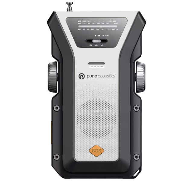 רדיו AM/FM נייד עם פנס טעינה סולארית וידנית סוללה נטענת ו SOS דגם Pure acoustics RD-37