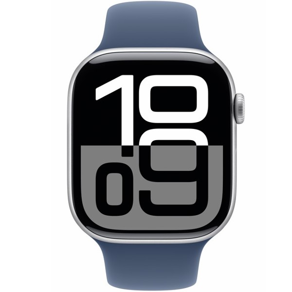 שעון חכם אפל Apple Watch Series 10 GPS 46mm Silver Aluminium Case with Denim Sport Band M/L