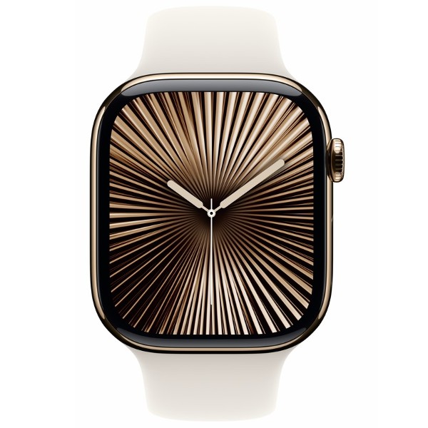 שעון חכם אפל Apple Watch Series 10 GPS + Cellular 46mm Gold Titanium Case with Starlight Sport Band S/M