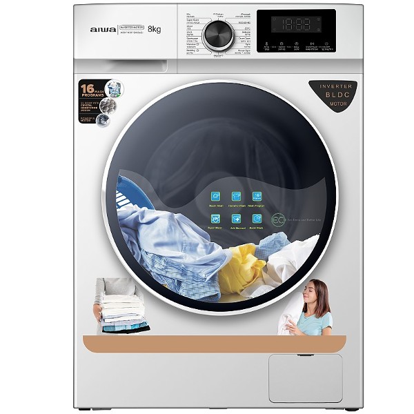 מכונת כביסה 8 ק&quot;ג ניקוי באדים דגם Aiwa AI80-F1430F1DA05e איווה לבן