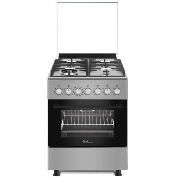 תנור 60 ס&quot;מ רוחב משולב כיריים גז דגם SOL SLX66MFT סול נירוסטה
