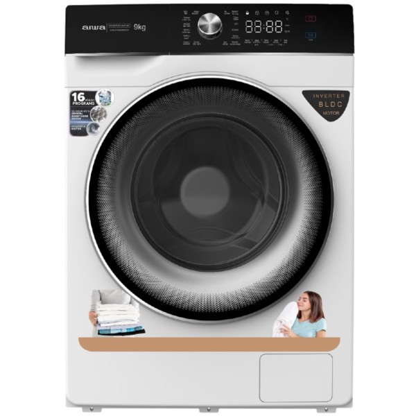 מכונת כביסה 9 ק&quot;ג דגם AIWA AI90F145083PIDC03 לבן
