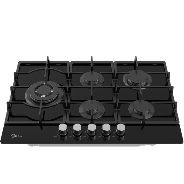 כיריים גז 75 ס&quot;מ דגם Midea 75GP095 מידאה זכוכית שחורה