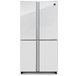 מקרר 4 דלתות מקפיא תחתון בנפח 525 ל' דגם SHARP SJ-8590-WH דלת זכוכית לבנה