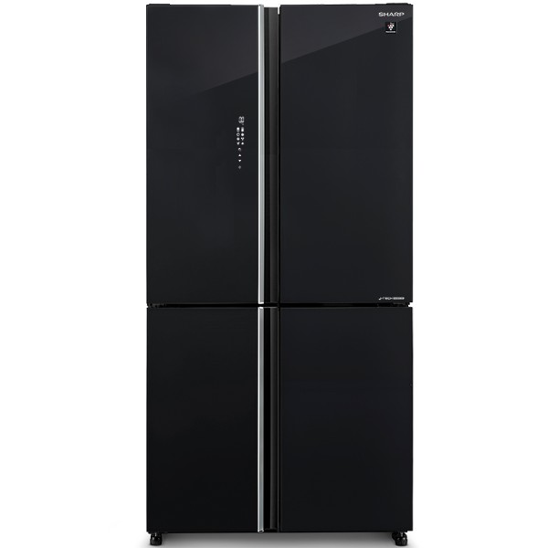 מקרר 4 דלתות מקפיא תחתון 572 ליטר דגם SHARP SJ-8960BK שארפ דלת זכוכית שחורה